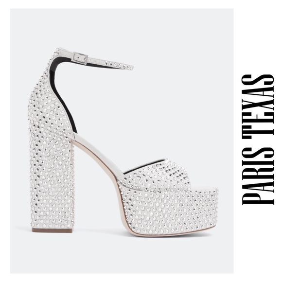 🛑 SOLD 🛑New! PARIS TEXAS Holly Tatiana Block Heel Crystal Platform Sandals - Picture 3 of 17